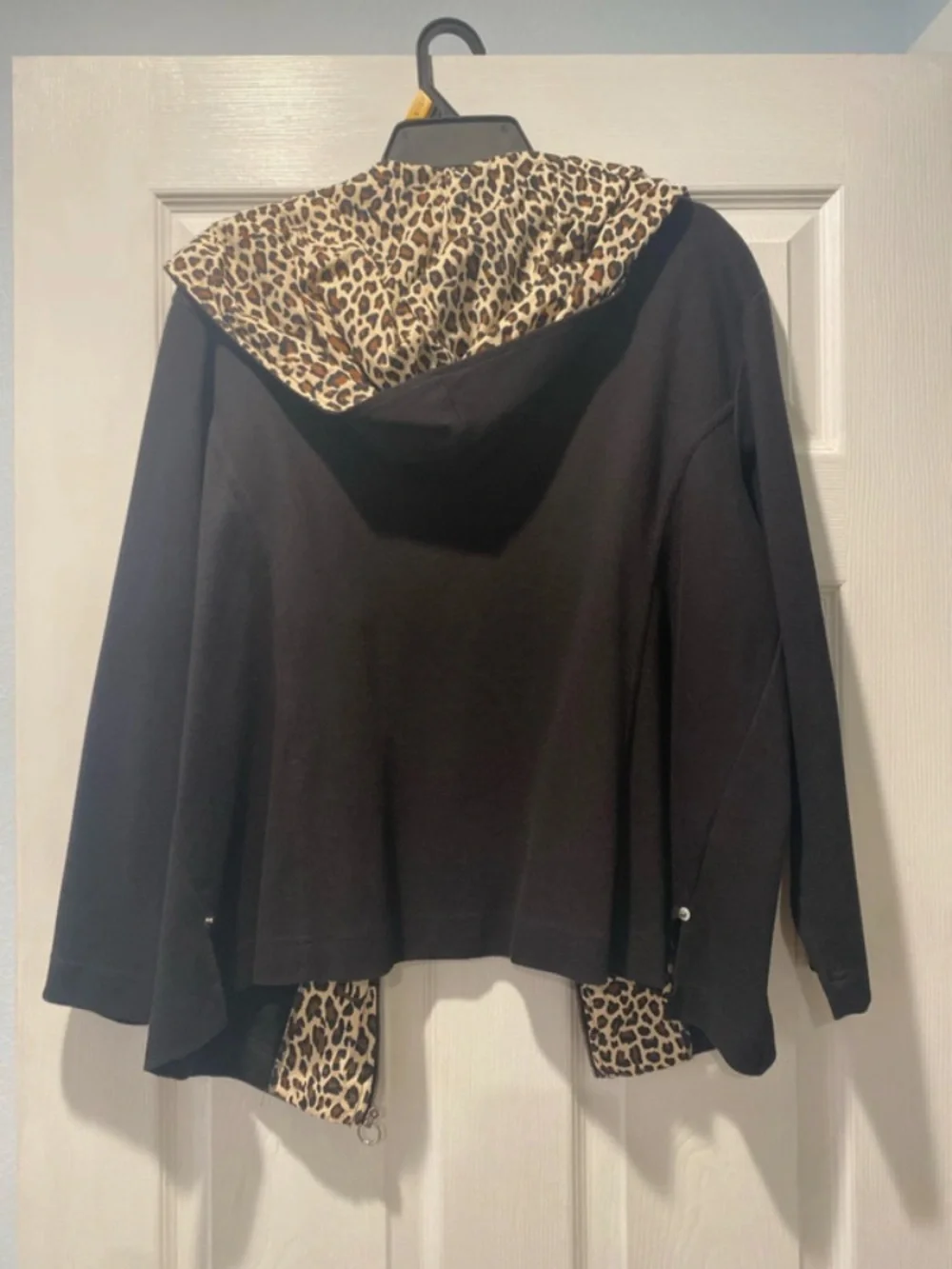 dressbarn Black Hoodie with Leopard Lining